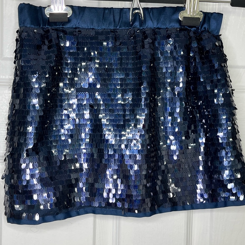 Girls Sequin Skirt Size 7/8 Joe Fresh Navy Blue Sparkle Party Skirt